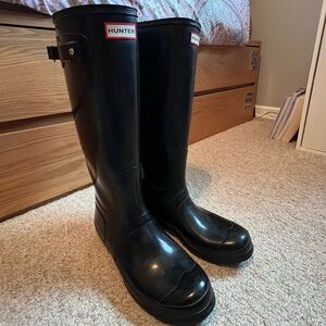 Tall Black Hunter Boots, Knee-High